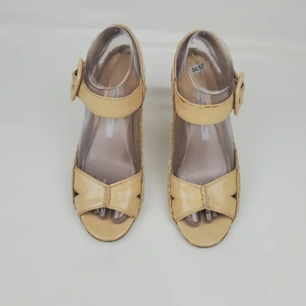 Diane von Furstenberg Sudan leather open toe espadrille wedge sandals